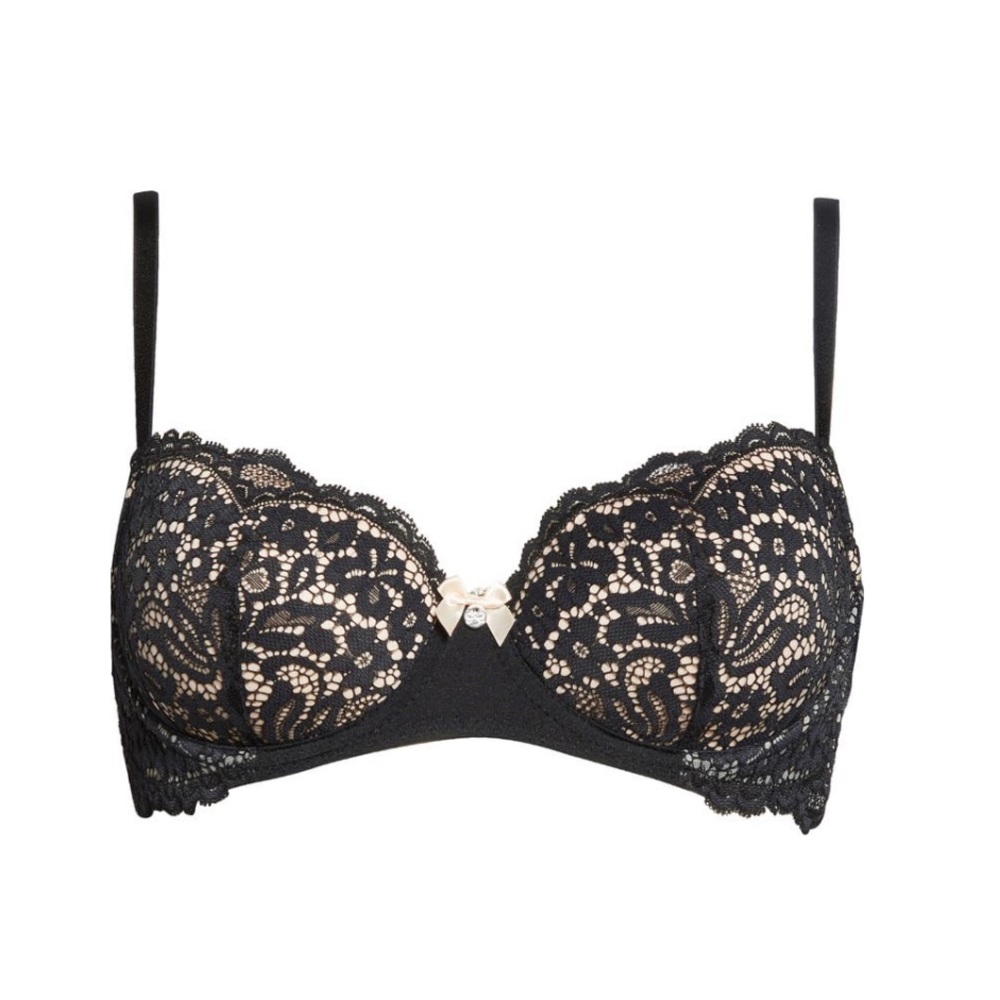 NWT! Hunkemöller Rose Underwire Bra Caviar Black Lace 38B